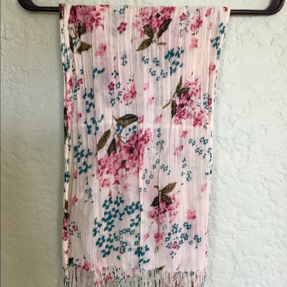 White Floral Scarf